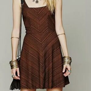 Free People Brown and Black Lace-Up Back Dress